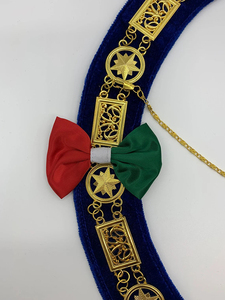 Collar de cadena metálica redonda para la Logia Azul, Collar masónico dorado con base azul, Tela de alta calidad, Regalia para la Logia Azul - Product Image 3