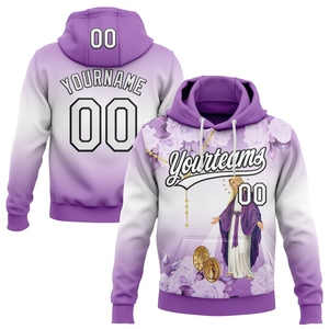 Sudadera con Capucha Personalizada de la Marca OMMIZ INDUSTRY, Color Rosa Neón, Morado y Blanco, con Estampado Religioso de la Virgen María - Product Image 1