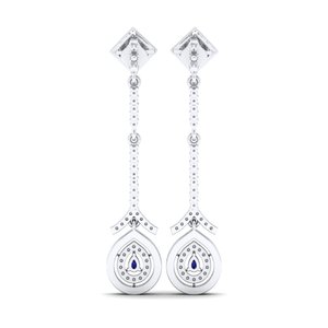 REYES Exquisite 925 Sterling Silver Pear Cut 0.26Ct <b>Blue</b> <b>Sapphire</b> Gemstone Drop <b>Earrings</b> GRA Certified Moissanite <b>Earrings</b> - Product Image 4
