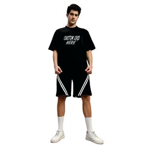 Ensemble T-shirt et Short Unisexe en Coton 100% pour Homme, Collection Été 2026, Style Streetwear, Personnalisable avec Logo - Product Image 4