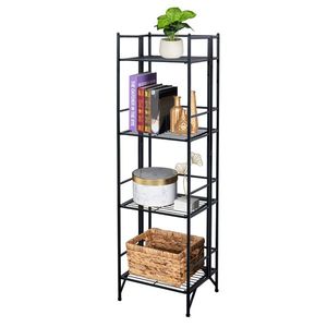 4-Tier Black Folding Metal Shelf Unit - Product Image 1