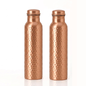 Bouteille d'eau en cuivre martelé écologique, vaisselle ayurvédique pour le bien-être, bouteille à finition martelée traditionnelle - Product Image 3