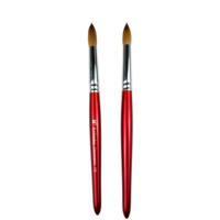 Pinceau à ongles en acrylique avec logo personnalisé, poils de Kolinsky, manche en bois rouge, outils de salon pour techniciens en ongles, création d'art des ongles