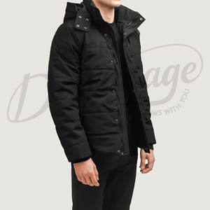 Veste d'hiver matelassée personnalisée pour homme, épaisse, chaude, coupe-vent, à capuche, parka décontractée, veste matelassée pour homme - Product Image 4