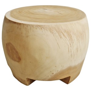 Handcrafted Acacia Wood Drum Side <b>Table</b> Wholesale | Geometric Design - Product Image 3