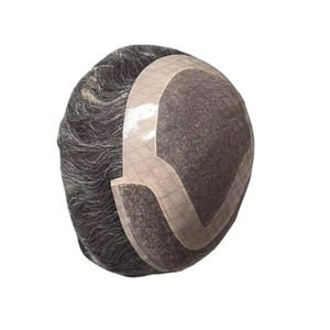 Perruque Toupet Mono Front Lace Taz en Cheveux Remy Chinois de Qualité Supérieure, Trame Simple, avec Ondulations Profondes Naturelles - Product Image 1