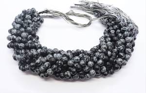 ลูกปัดหินออบซิเดียนสีดำทรงกลมเรียบขนาด 8-9 มม. ลูกปัดอัญมณีหินออบซิเดียนสีดำ 13 นิ้ว หินออบซิเดียนธรรมชาติทรงกลมสำหรับทำเครื่องประดับ - Product Image 5