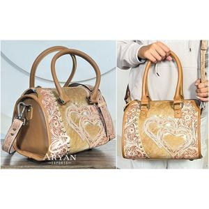 Sac bandoulière unisexe en cuir de vachette repoussé à la main, motif cœur, style boutique, idéal pour les week-ends – Nouveauté - Product Image 1