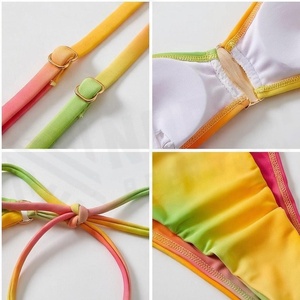 NORTH APPROACH ชุดบิกินี่สีไล่ระดับสำหรับผู้หญิง เสื้อท่อนบนแบบ Bandeau กางเกงผูกข้าง ผ้าสแปนเด็กซ์ โพลีเอสเตอร์ ชุดว่ายน้ำ - Product Image 4