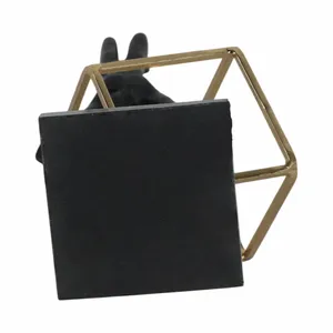 Sculpture contemporaine en bronze, figure humaine en équilibre sur sphère, base géométrique plaquée or, décoration d'intérieur, œuvre d'art, 19 pouces - Product Image 4