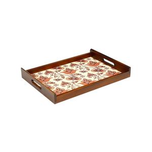 Bandeja Rectangular Decorativa con Estampado Floral Damasco Color Durazno, Bandeja de Servir de Madera Duradera de Lujo para Pedidos al por Mayor - Product Image 6