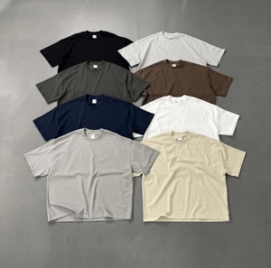 T-shirt à manches courtes pour homme Hwan Ye, 100% coton, uni, couleur unie, coupe classique, col rond, HYBX100 - Product Image 3