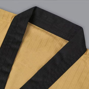 Uniforme de Kung Fu unisexe, haut doré, pantalon noir, 100% coton, vêtements d'arts martiaux durables, taille adulte, coupe régulière - Product Image 2