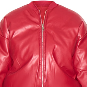 Chaqueta Bomber Oversize Unisex de Seda/Algodón Rojo Cereza, Corte Relajado, con Cremallera, Estilo Urbano, Prenda Exterior, Estilo Atrevido para Primavera - Product Image 6