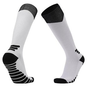 Chaussettes de sport athlétiques mi-hautes, rayées blanc-gris, respirantes, pour le basketball, pour adultes, utilisation estivale, chaussettes de football pour hommes - Product Image 3