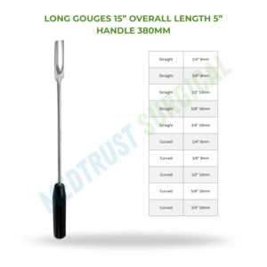 Gouges Largos de 15 Pulgadas (380 mm) para Cirugía de Columna Vertebral, Instrumento Quirúrgico para Extracción Ósea y Descompresión Espinal - Product Image 2