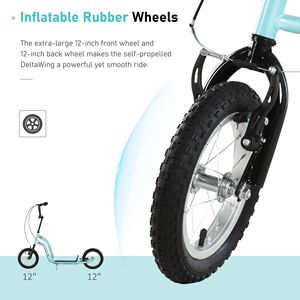 Monopattino Blu da 12 Pollici con Freni a Pinza Anteriori e Posteriori, Ruote Gonfiabili per Bambini 5+ Anni - Leggero in Alluminio - Product Image 6