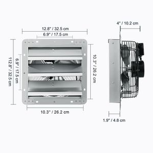 Ventilateur d'extraction mural en aluminium haute vitesse 820 CFM 10FT avec moteur AC et volet, pour l'aération et le refroidissement des greniers, vert, pour l'éco-vie - Product Image 2