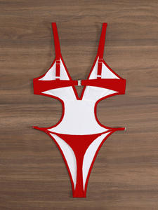 Maillot de bain une pièce sexy pour femme 2026, col en V, dos nu, couleur unie, monokini à bretelles, tenue de plage estivale, logo personnalisé - Product Image 5