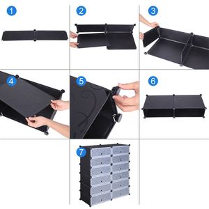 Meuble de rangement modulaire 12 cubes en plastique pour chaussures avec portes – Organisateur de placard DIY - Product Image 2