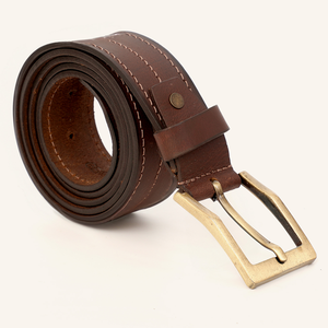 High Quality Triple Stitched <b>Brown</b> <b>Tan</b> Premium Leather Casual Belt for Men and Women at Wholesale Manufacturer India - Product Image 1