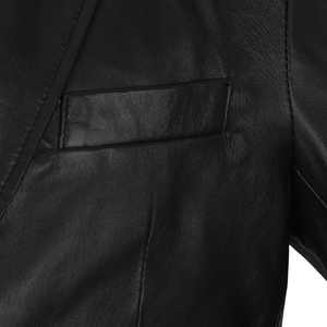 <b>Leather</b> Cult <b>Men's</b> Black <b>Leather</b> <b>Blazer</b> Single Breasted Smart Casual Jacket - Product Image 6