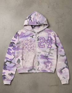 Sweat à capuche zippé unisexe pour jeunes, style décontracté, avec broderies et patchs, en molleton 100% coton écologique, couleurs camouflage personnalisées, coupe classique, hiver - Product Image 2