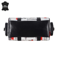 Bolsa de Viaje de Cuero Genuino con Acabado Brillante Personalizado, Diseño con Estampado de Londres, Marca Privada OEM/ODM, Venta al Por Mayor, Estilo de Viaje