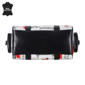 Sac de voyage week-end en cuir véritable finition brillante personnalisée, motif imprimé Londres, marque privée, OEM/ODM, vente en gros, style voyage affirmé - Product Image 5