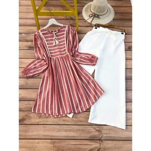 DISEÑADOR IMPRESIÓN DIGITAL TRABAJA KURTI CON PALAZZO PEACH - Product Image 1