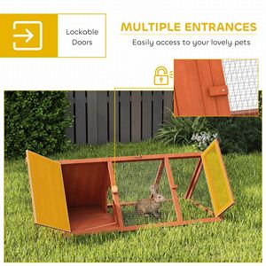 Outdoor Wooden Guinea Pig Hutch with Run and Doors <b>Rabbit</b> & Small Animal House Medium Size <b>Caged</b> Carrier for Ducks Chickens - Product Image 5