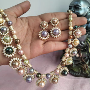Imitation <b>Pearl</b> <b>Necklace</b> <b>Set</b> Multicolor <b>Pearl</b> Jewelry <b>Set</b> Women Party <b>Necklace</b> Earrings Wholesale - Product Image 5