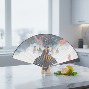 Éventail pliant artisanal <span class=keywords><strong>en</strong></span> bambou de 33 cm, peinture colorée, personnalisable pour les promotions de films et d'événements - Product Image 1