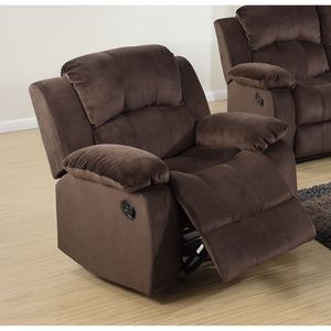 Chocolate Padded Suede Metal <b>Recliner</b> Chair 1pc Motion Rocker Couch for Living Room Furniture - Product Image 4
