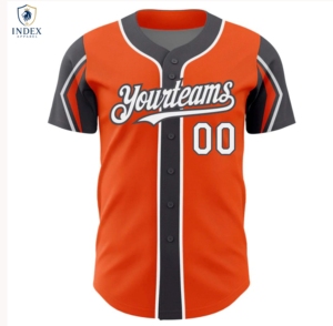 Index Apparel Custom Baseball Jersey Orange Black Sublimated Unisex Adult Short Sleeve Moisture Wicking Team <b>Name</b> Number - Product Image 1