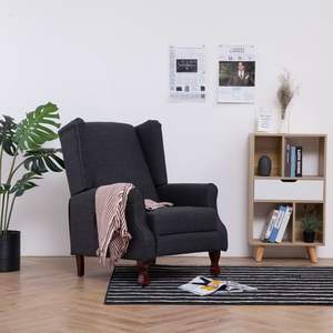 Sillones de poliéster gris oscuro con estructura de madera, reclinables medianos - Product Image 1