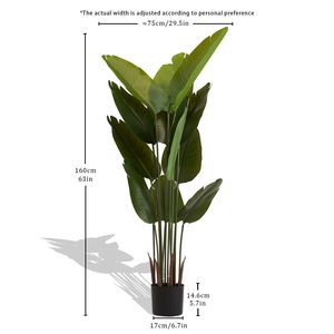 5.2ft haut Faux palmier Tropical oiseau artificiel paradis plante intérieur extérieur maison bureau jardin décoration 2 pièces/ensemble - Product Image 3