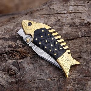 Customizable Damascus Steel Folding Pocket Knife Beautiful Handle Stainless Steel Survival Knife Handmade OEM Drop Shipping High - Product Image 3