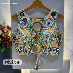 Blusa de seda con lentejuelas y trabajo Kodi con espejos reales, lista para usar, acolchada y con espalda de estilo elegante, proveedor de Surat. - Product Image 1