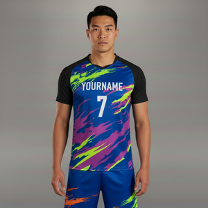 เสื้อฟุตบอลดีไซน์ใหม่ล่าสุดปี 2026 ผลิตจากโพลีเอสเตอร์ 100% แห้งเร็ว ระบายอากาศได้ดี แขนสั้น คอวี ปรับแต่งได้ เสื้อฟุตบอลสำหรับทุกเพศ - Product Image 1