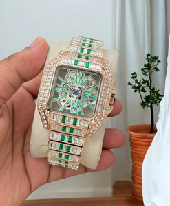 Montre unisexe de luxe vintage à mouvement mécanique ETA, sertie de diamants Moissanite, bracelet en acier inoxydable de 20 mm - Product Image 6