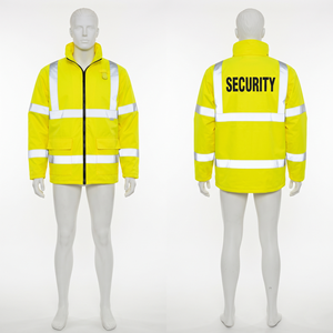 Chaqueta de Seguridad Unisex Blackhardson, de Cuero, 280 GSM, Poliéster Impermeable, con Capucha, Color Amarillo Mostaza, Diseño con Paneles Reflectantes - Product Image 4