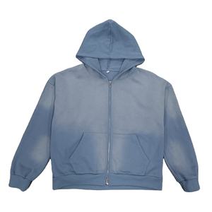 100% Material de algodón French Terry Acid Wash Sudadera con capucha de mezcla de algodón personalizada Transpirable Desgastado Heavyweight Acid Wash Hoodie - Product Image 1