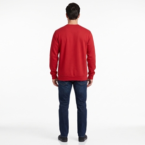 <b>Red</b> <b>Men's</b> Crew Neck <b>Sweatshirt</b> Printed Logo Front Regular Fit Casual Knitted 100% Cotton Spring Solid Color Pullover Streetwear - Product Image 4