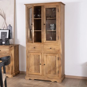 Vandana Amber Aspect-style mango wood <b>sideboard</b> with glass doors Sarah - Product Image 3