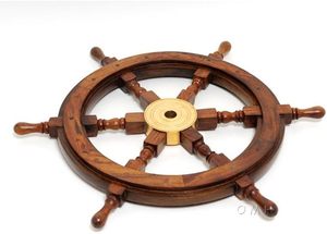 Luxury <b>Wooden</b> Ship Steering Wheel Wall Decor Nautical Helm Wall Art <b>Rustic</b> Coastal Marine Home Decoration for Living Room Office - Product Image 3