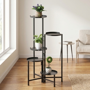 Home Storage 5-Tier Rotating Plant Stand for Garden Patio Multi-Function Balcony Flower Pot <b>Shelf</b> Rack Storage Organizer - Product Image 2