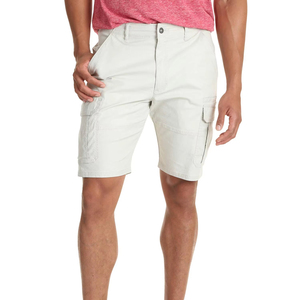 Shorts cargo gris clair pour homme, taille mi-haute, fermeture boutonnée, tissu Oxford, style décontracté Bermuda avec poches, respirant, 100% coton - Product Image 1
