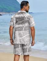 Chemise à manches courtes pour hommes, blanche et noire, à rayures abstraites, motif zèbre, à revers, boutonnée, avec short assorti, ensemble 2 pièces, tenue décontractée