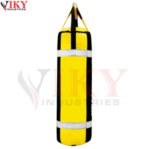   Sac de frappe lourd en cuir robuste, bicolore jaune et noir, personnalisé avec logo OEM, pour entraînement de fitness, MMA, Kickboxing et salle de sport - Product Image 2